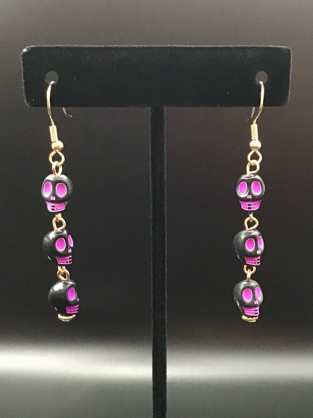 Black and Purple Skulls Earrings